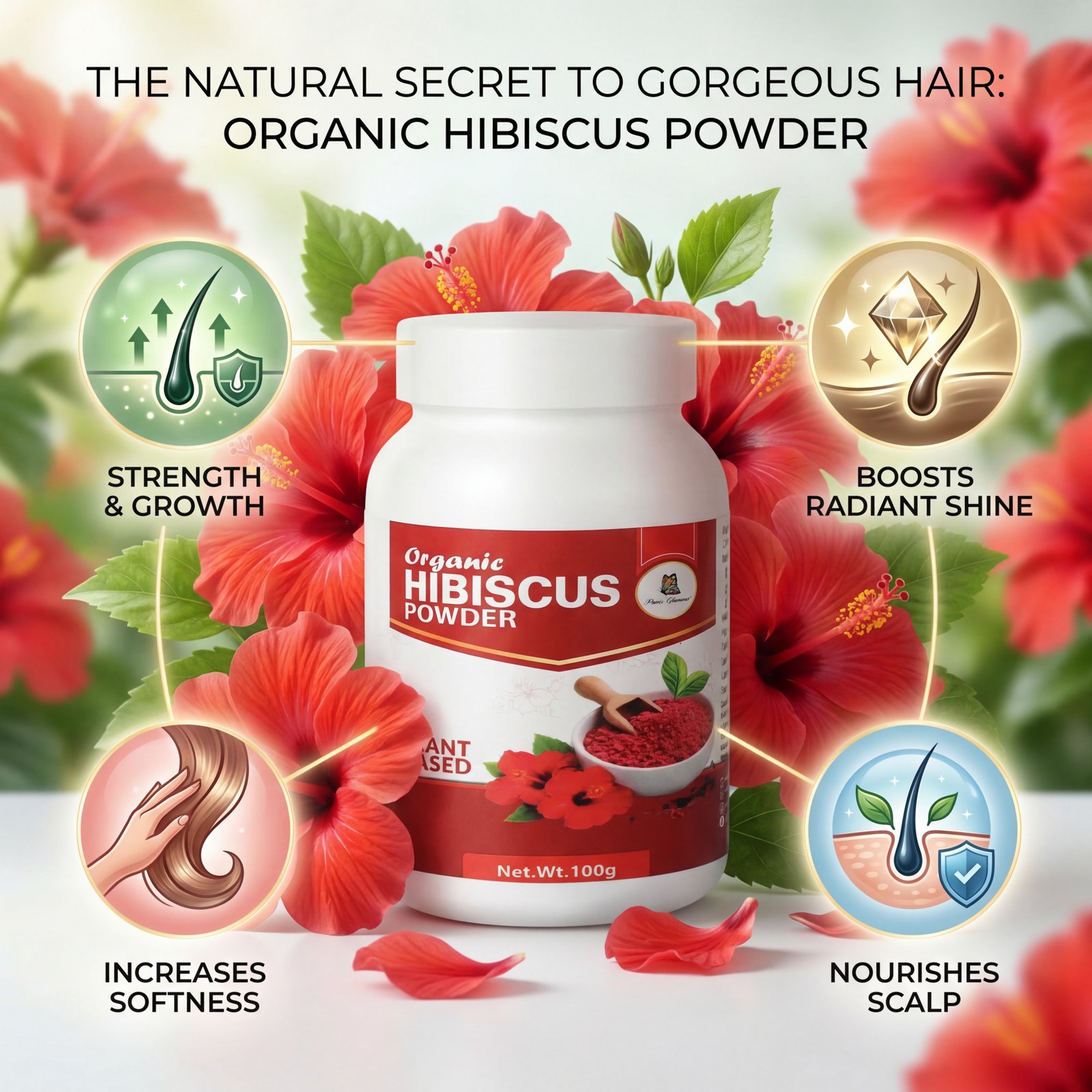 Hibiscus Powder 100gm |Herbal Hair Care Powder for Strong Shiny Hair - Image 2