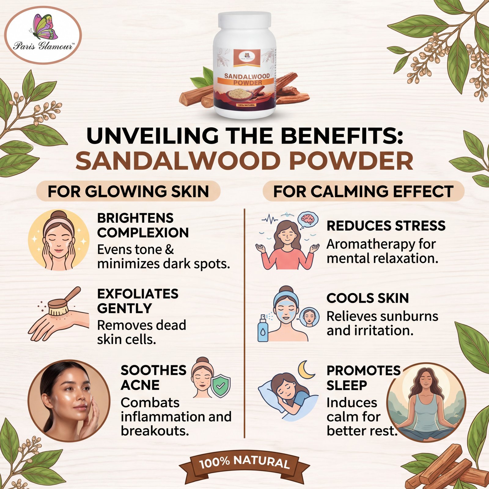 Sandalwood Powder 100gm |Herbal Skin Care Powder for Glowing, Smooth & Clear Skin - Image 3