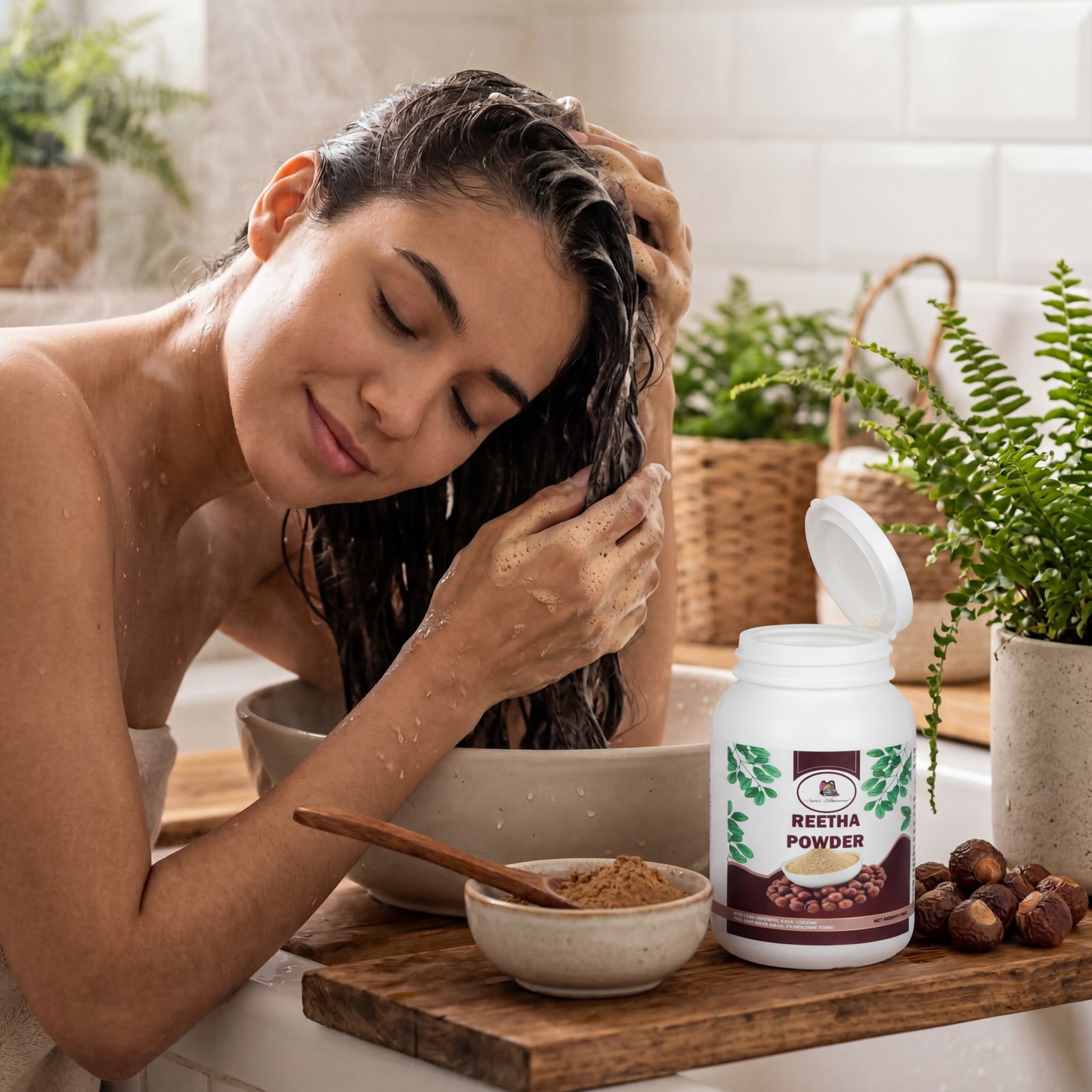 Reetha Powder 100gm | Herbal Hair Cleanser for Strong, Soft & Shiny Hair - Image 3
