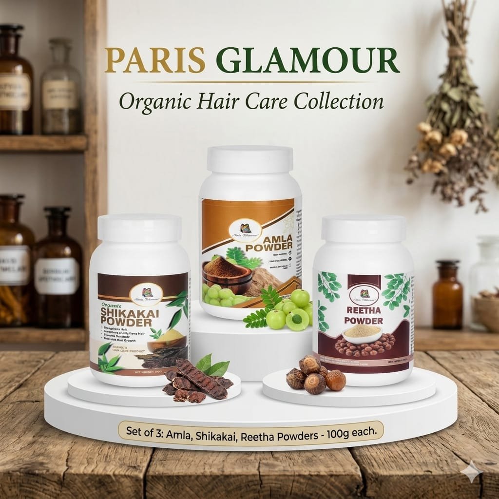 Paris Glamour Hair Growth Kit – Amla + Shikakai + Reetha | 100% Natural & Organic