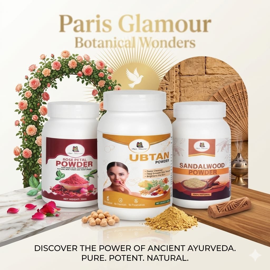 Paris Glamour Glow Kit – Rose Petal + Ubtan + Sandal | 100% Natural & Organic